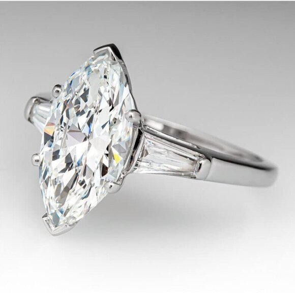 Drizzle Jewels 2.40 Ct Marquise & Baguette Cut Lab Created Diamond Three Stone - Picture 6 of 6
